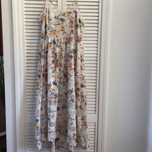 Re named floral cream colored hi low dress